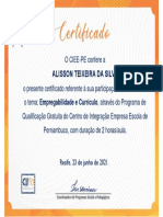 Certificado Oficina Empregabilidade Currículo