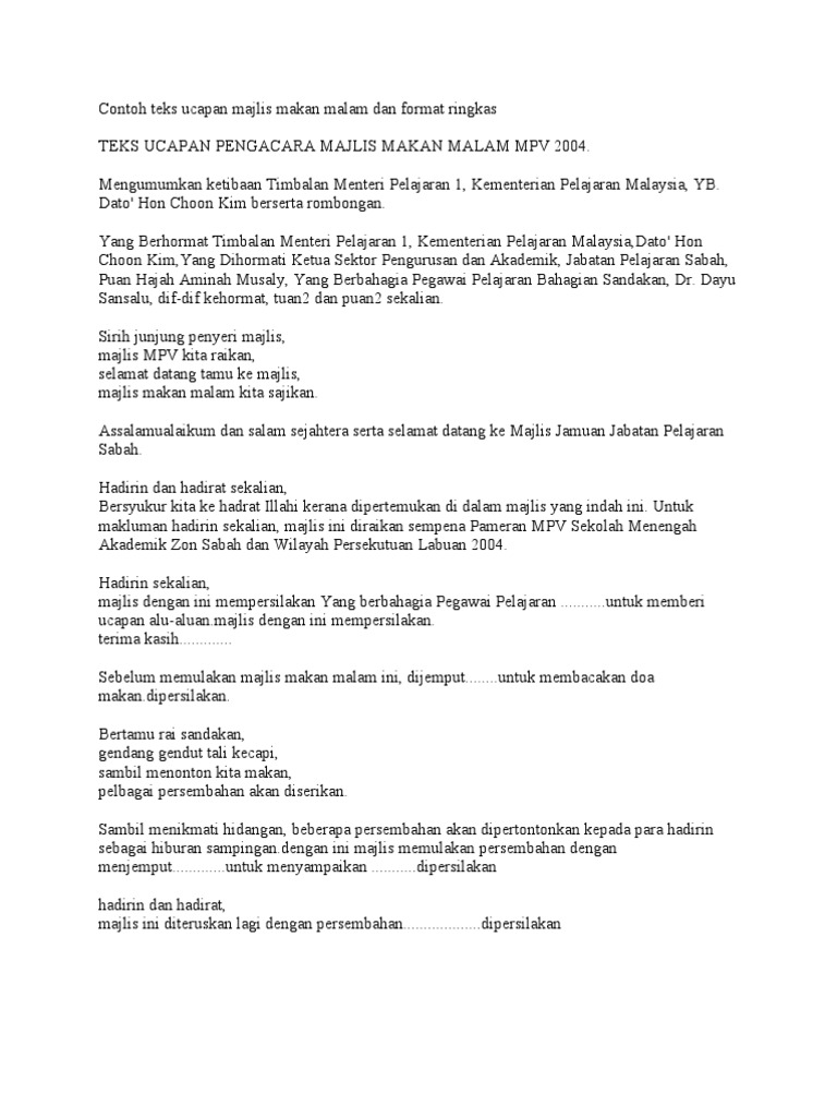Contoh Teks Ucapan