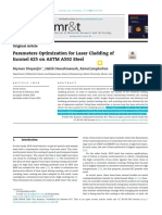 Parameters Optimization For Laser Cladding of Inconel 625 On A592 Steel