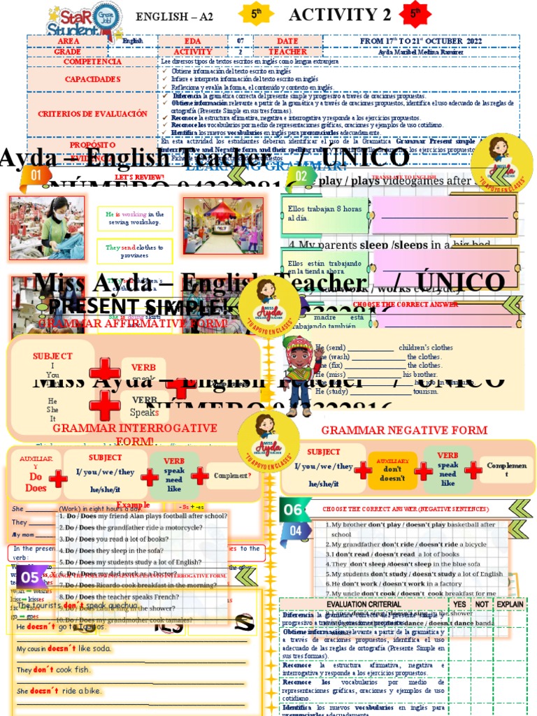 Actividad 2: Gramática Presente Simple | PDF | Idiomas del Reino Unido ...