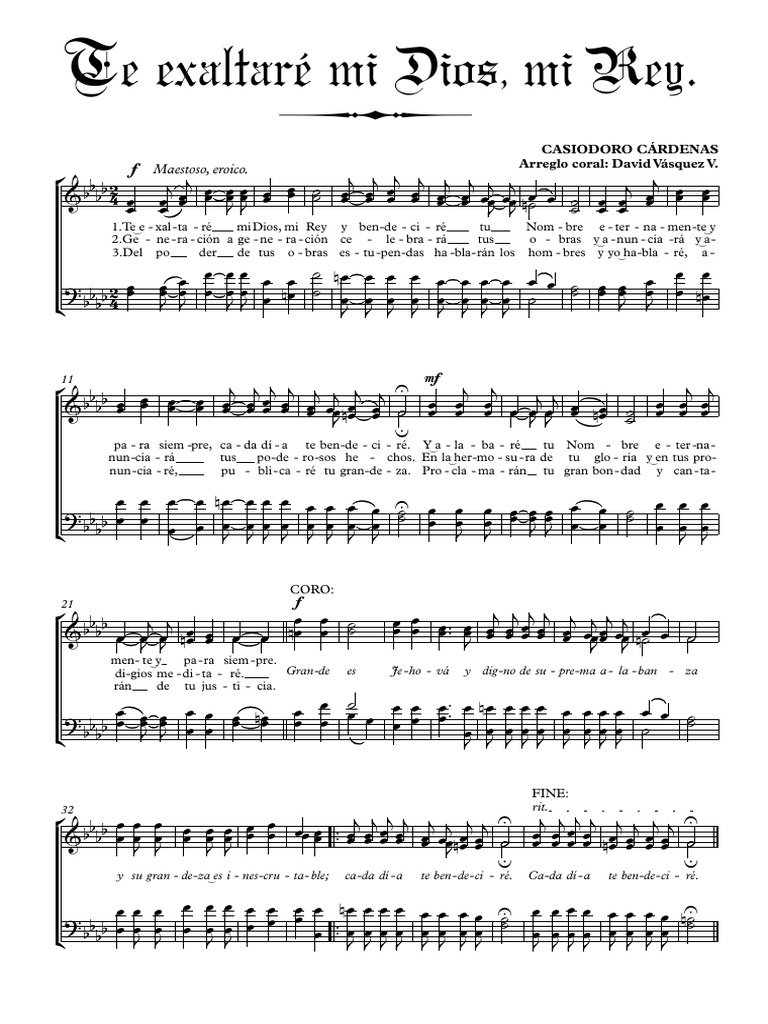 Te Exaltaré Mi Dios, Mi Rey | PDF