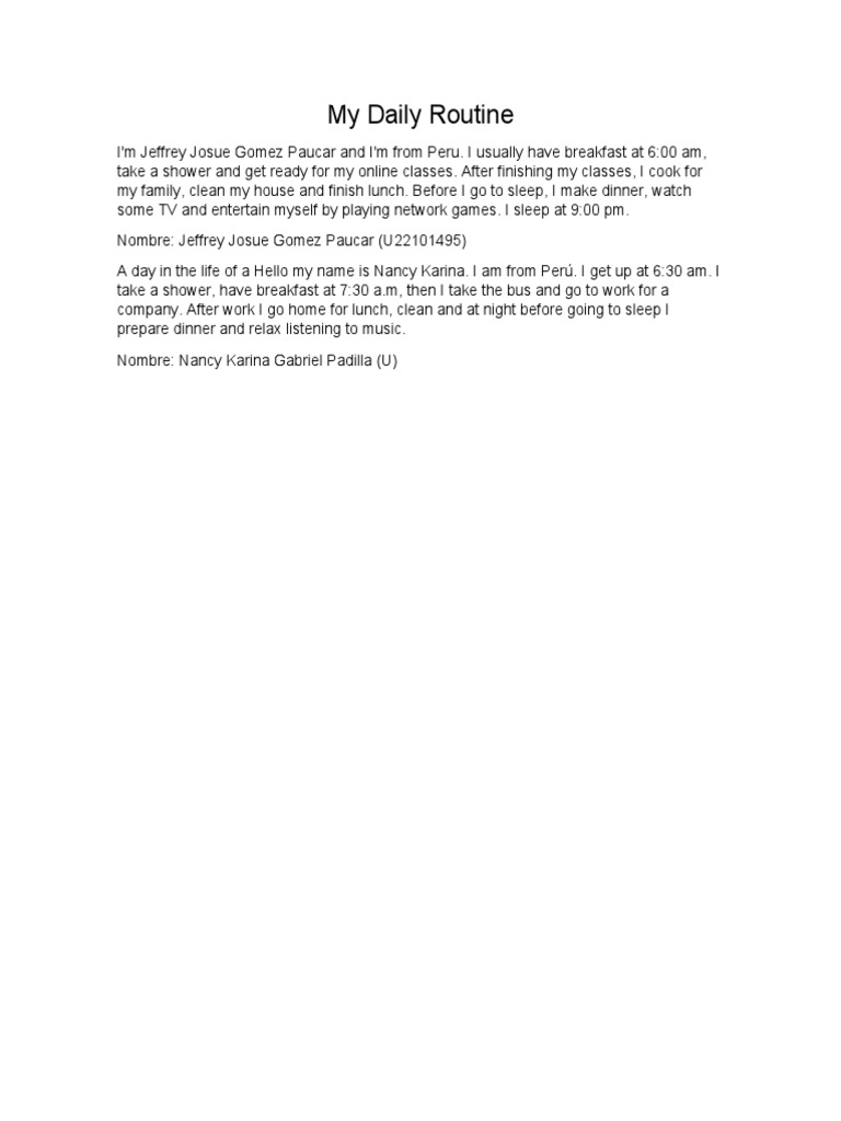 My Daily Routine PDF