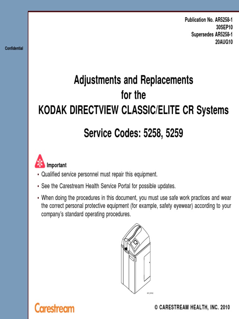 CR Carestream Classic Ajustes&Remplazos | PDF | Screw | Electricity