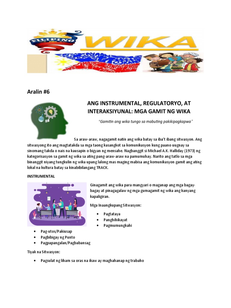 Aralin 6 Ang Instrumental, Regulatoryo, at Interaksiyunal Mga