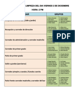 Organización de Limpieza Del Dia Viernes 2 de Diciembre