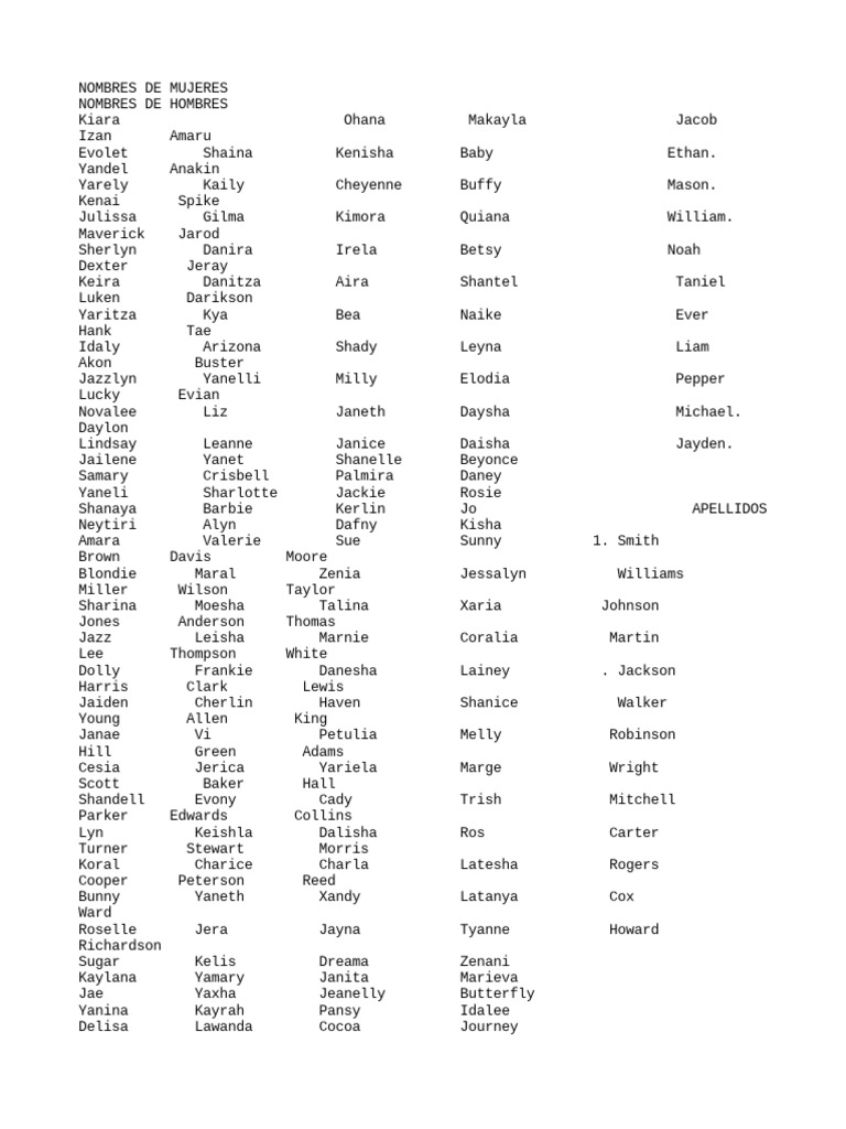 Nombres y Apellidos Estadounidenses | PDF