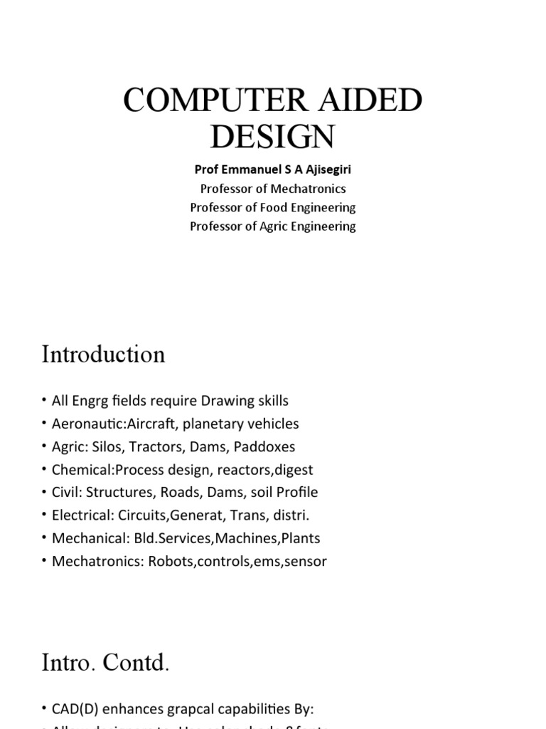 Computer Aided Design Lecture 1 | PDF | Computer Aided Design | 3 D ...