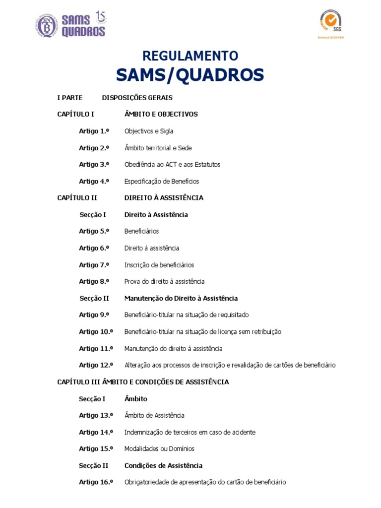 Regulamento SAMS Quadros 2025 PDF Receita M dica Hospital