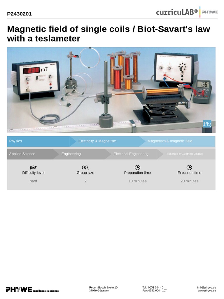 Field of Single Coils / BiotSavart's Law With A Teslameter
