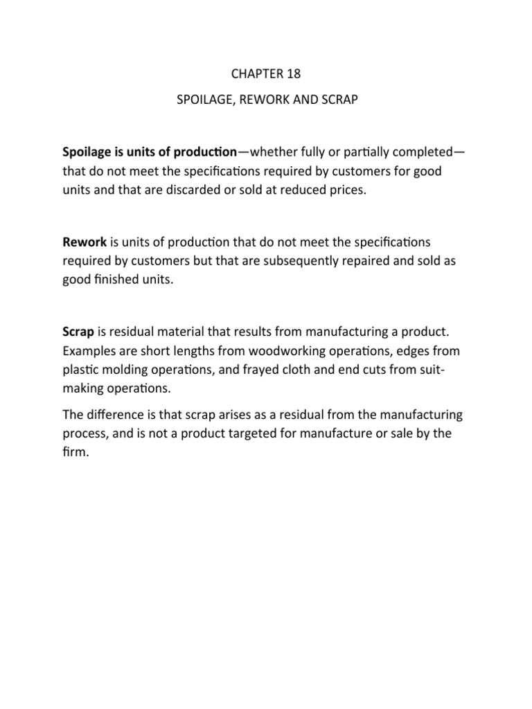 Assignment For Spoilage, Rework and Scrap PDF