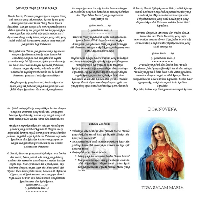 Novena Tiga Salam Maria Compress | PDF