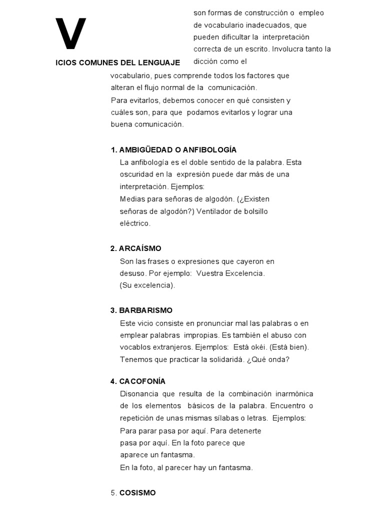 Errores Comunes en el Lenguaje | PDF | Palabra | Sintaxis