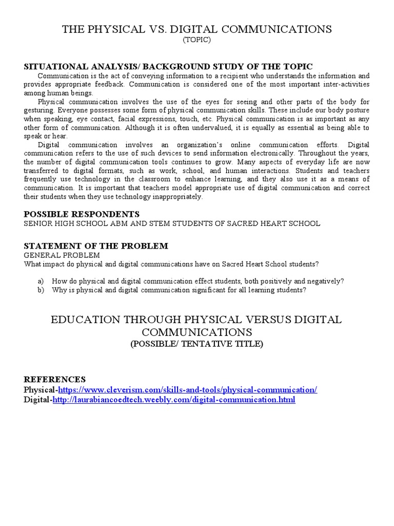 The Physical Vs Digital Communication | PDF | Communication | Learning