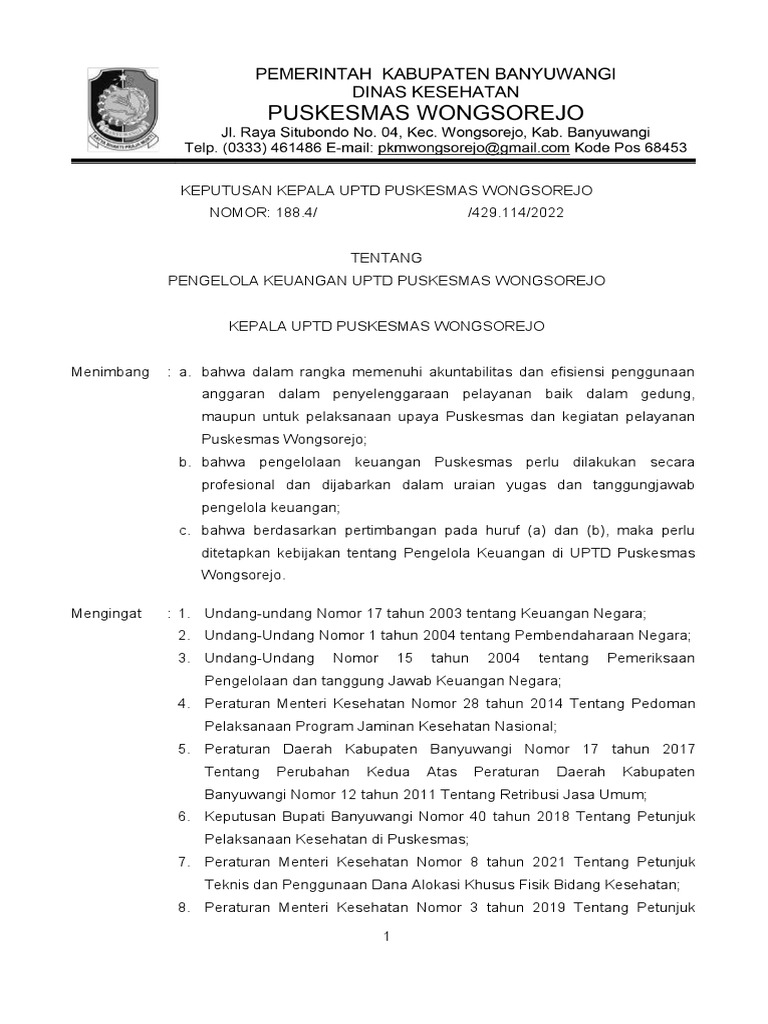 06 SK Pengelola Keuangan 2022 | PDF | Pengelolaan Keuangan & Uang
