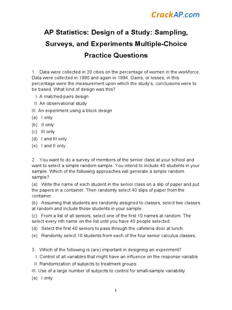 Stat A03 | PDF | Sampling (Statistics) | Experiment