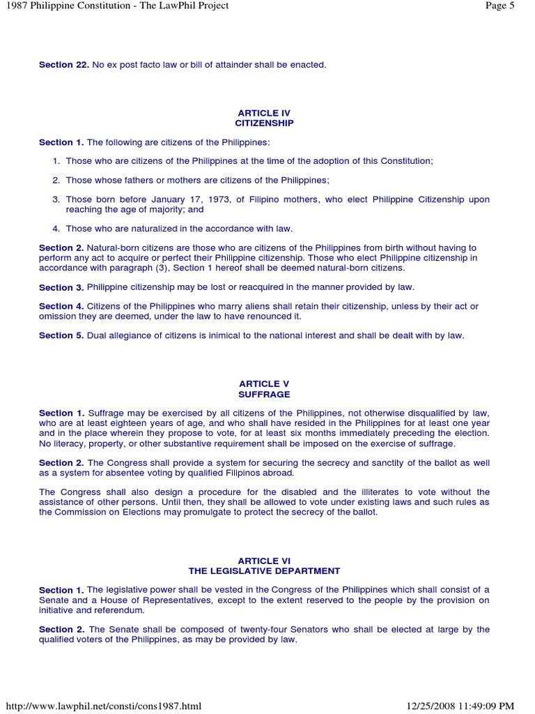 Articles 6, 7, and 8 of The 1987 Philippine Constitution | PDF | United ...