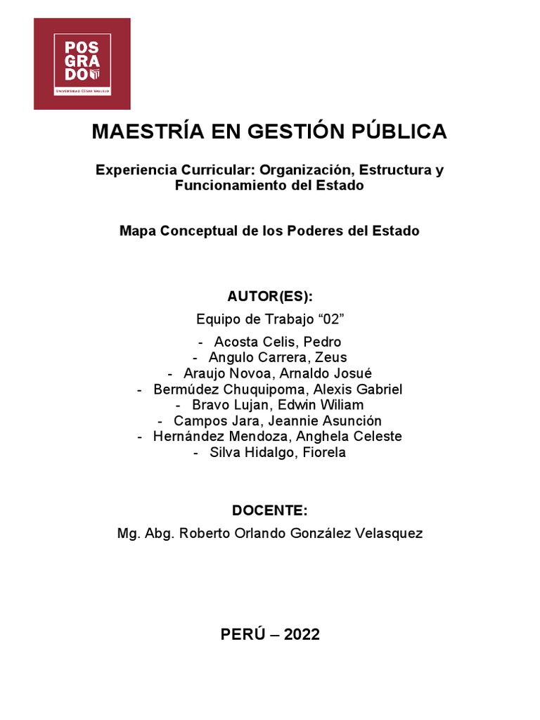 Informe N°01. Mapa Conceptual de Los Poderes Del Estado | PDF