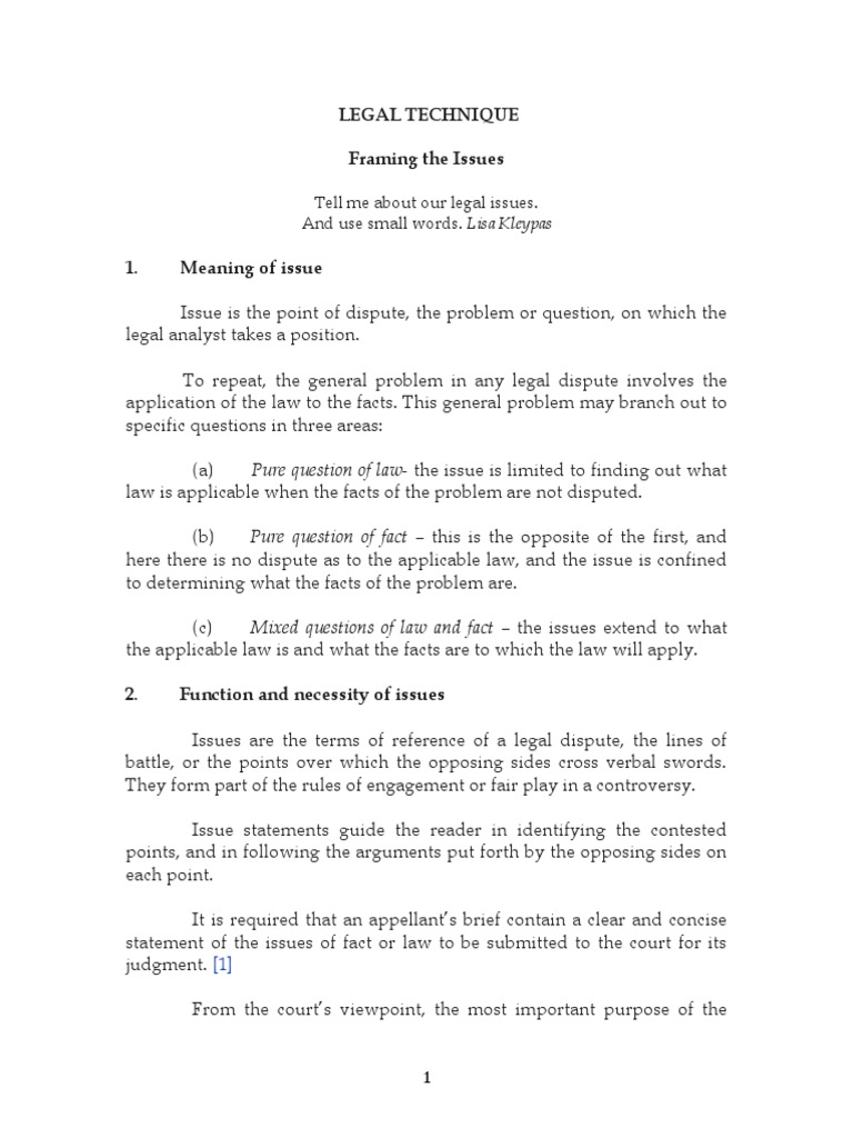 Framing Issues PDF Judgment (Law) Jurisdiction