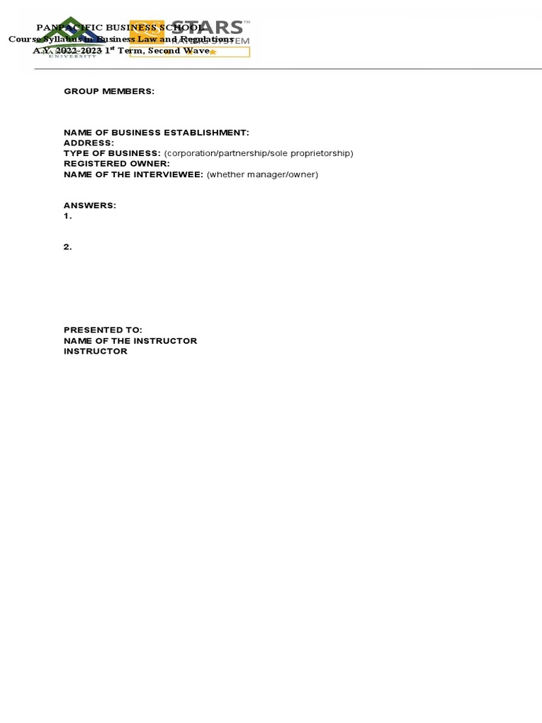 Business Law Course Syllabus 2022-2023 | PDF