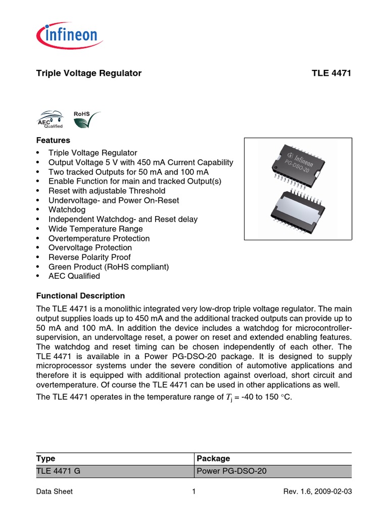 TLE4471 InfineonTechnologiesAG | PDF | Capacitor | Electronics