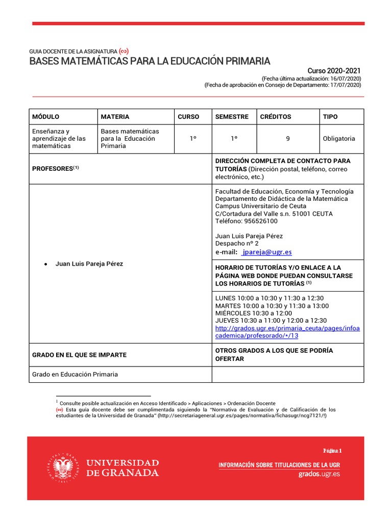 Bases Matemáticas en Educación Primaria | PDF | Evaluación | Números