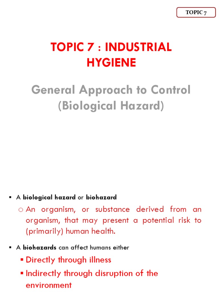Topic 7 Biological Hazards PDF Personal Protective Equipment