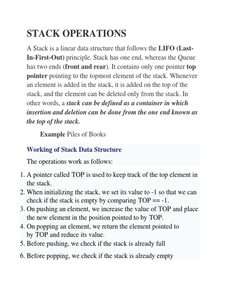A Comprehensive Guide to Stack Data Structure Operations