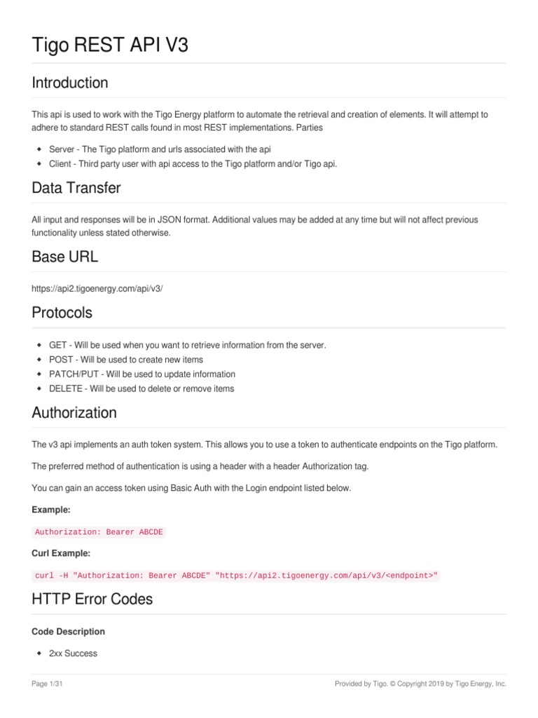 Tigo API V3 | PDF | Representational State Transfer | Hypertext ...