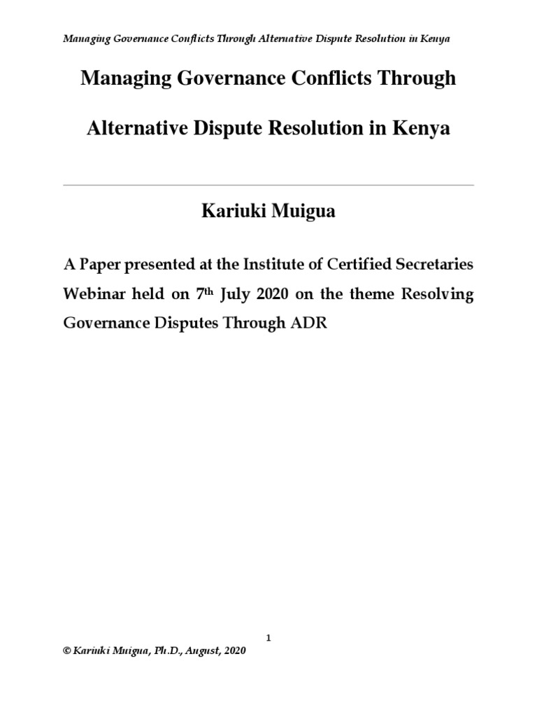 Alternative Dispute Resolution In Kenya