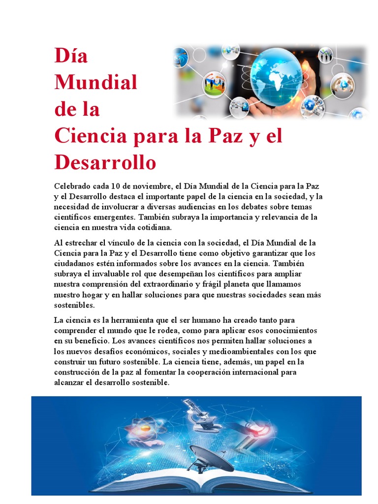 Día Mundial de La Ciencia para La Paz y El Desarrollo | PDF