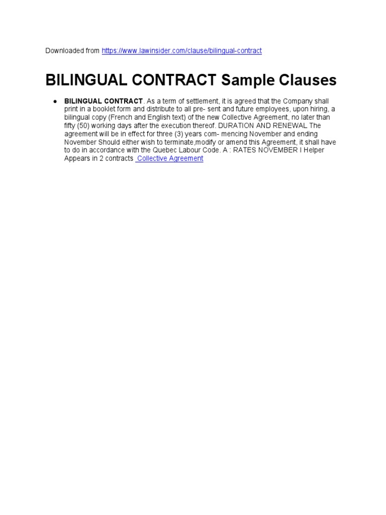 Bilingual Contract Agreement Template | PDF