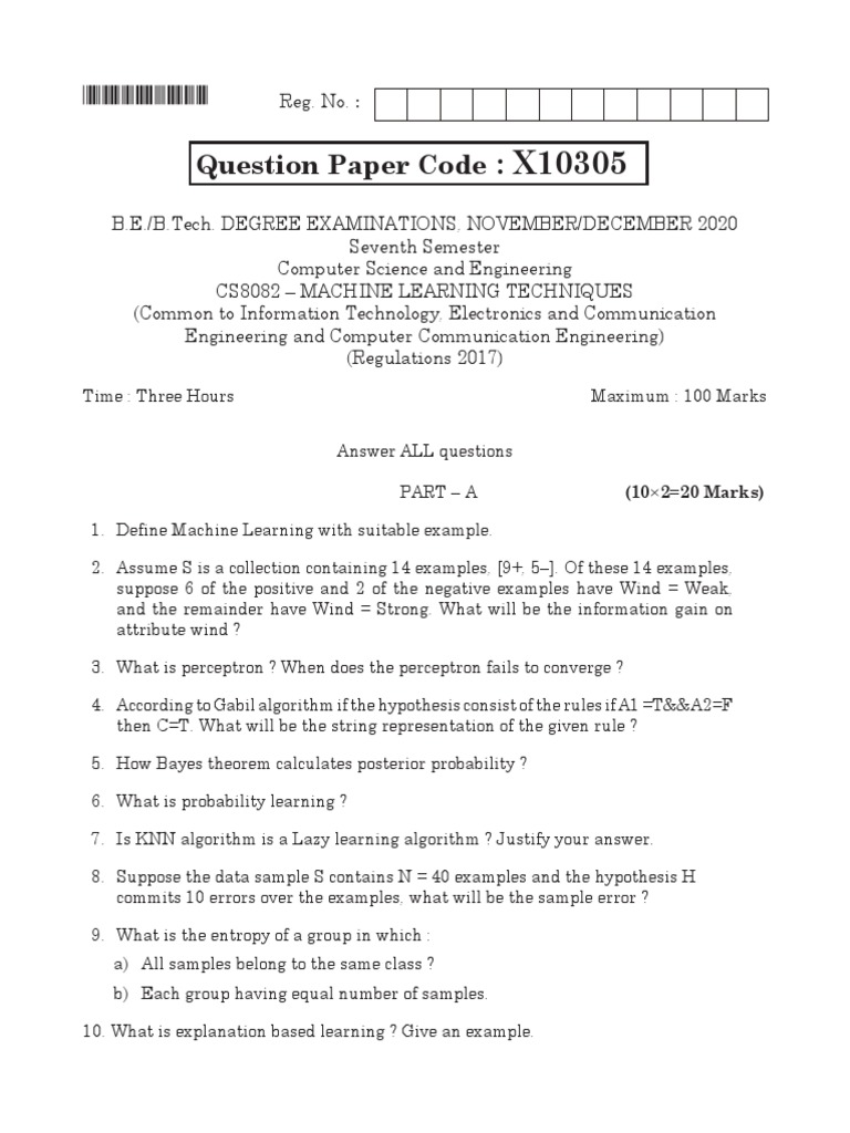 Machine Learning Techniques Exam Paper | PDF | Machine Learning ...