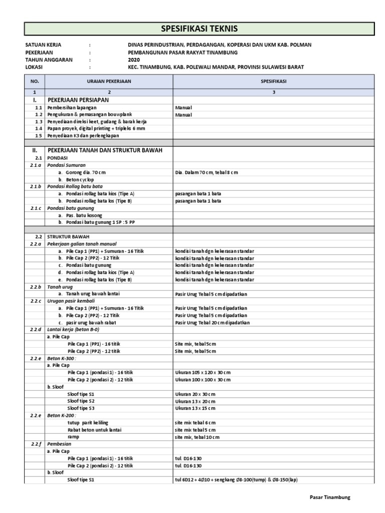 Spesifikasi Teknis | PDF