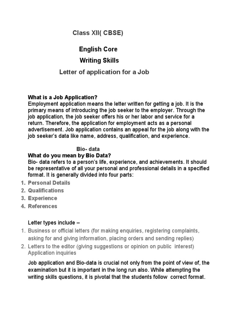 Letter of Application For A Job | PDF