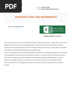 Microsoft Excel 2016 Intermediate Course Outline