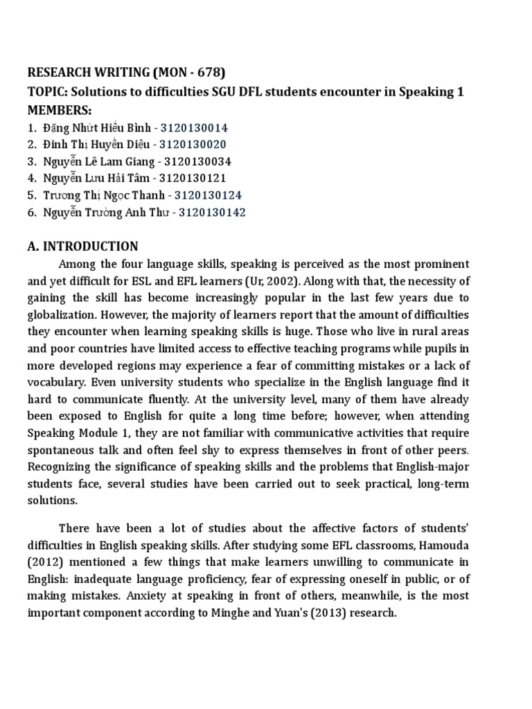 Solutions for SGU DFL Speaking Skills | PDF | English As A Second Or ...