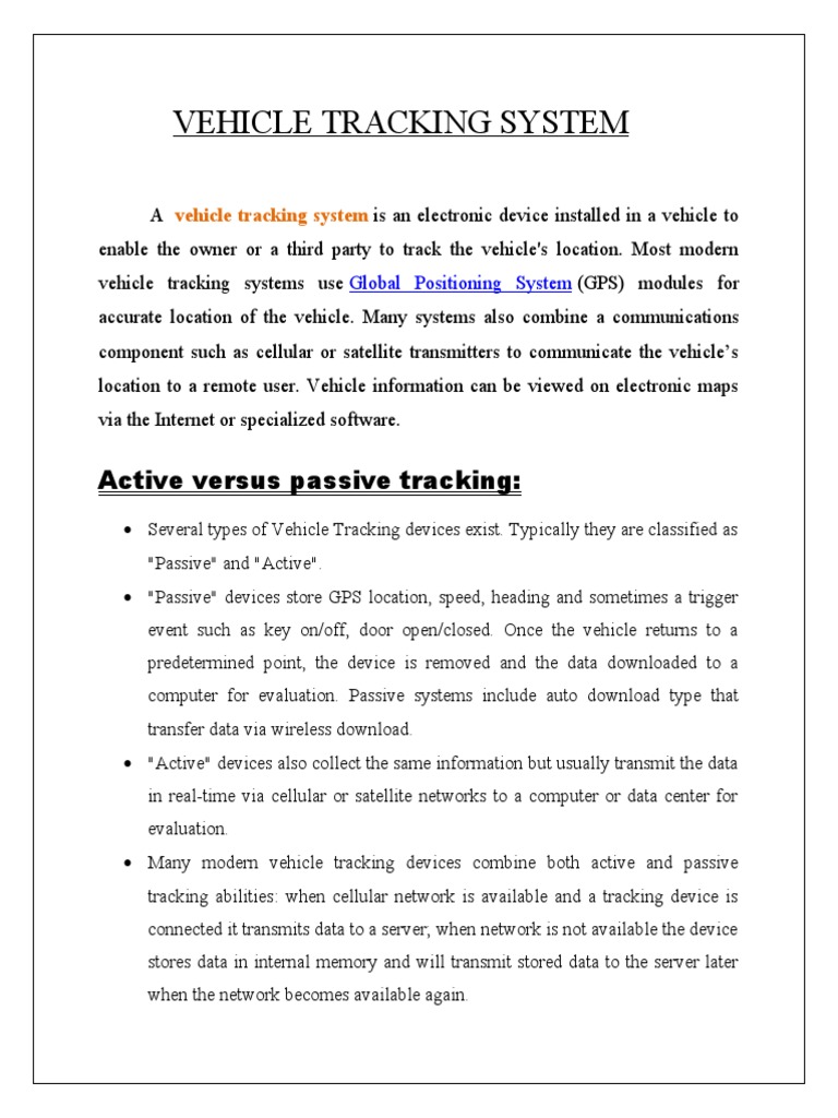 Vehicle Tracking System PDF Computing Service Industries