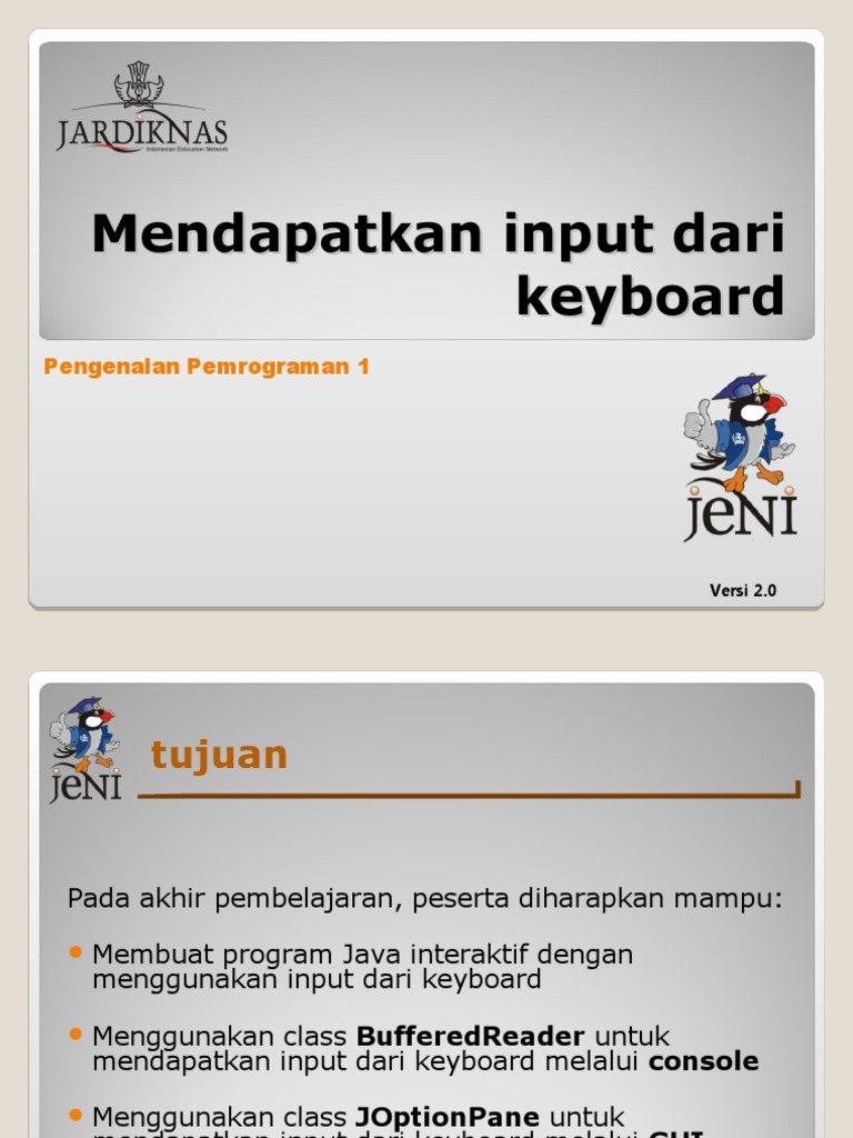 JENI Slides-Intro1-Bab05-Mendapatkan Input Dari Keyboard | PDF