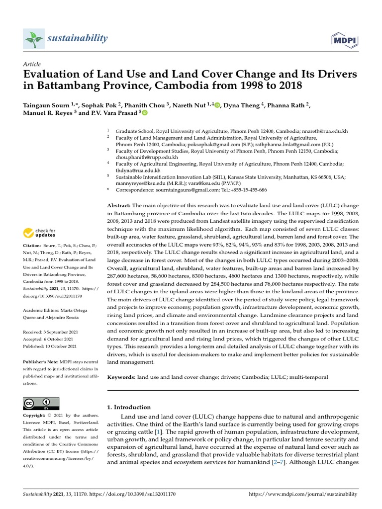 Evaluation of Land Use and Land Cover Change and Its Drivers in ...