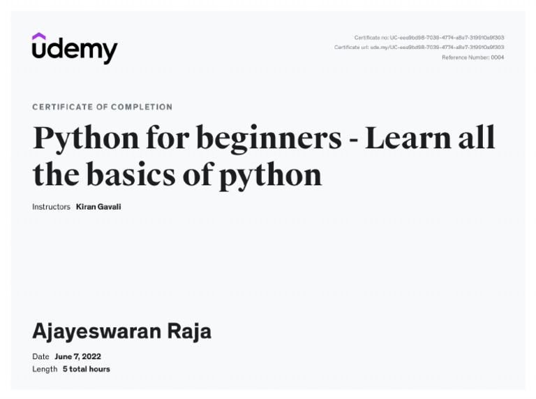 Basic Python Certificate | PDF