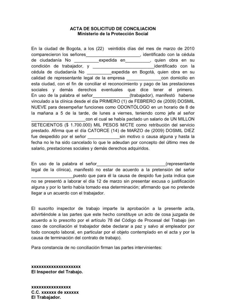 Formato Acta de Solicitud de Conciliacion | PDF