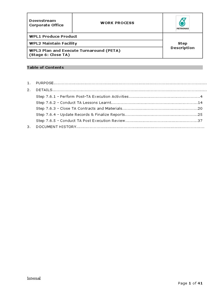 Closing the turnaround procedures for post execution activities
