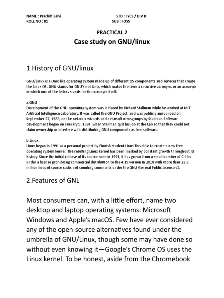 Foss practical 2 linux pdf linux kernel operating system 