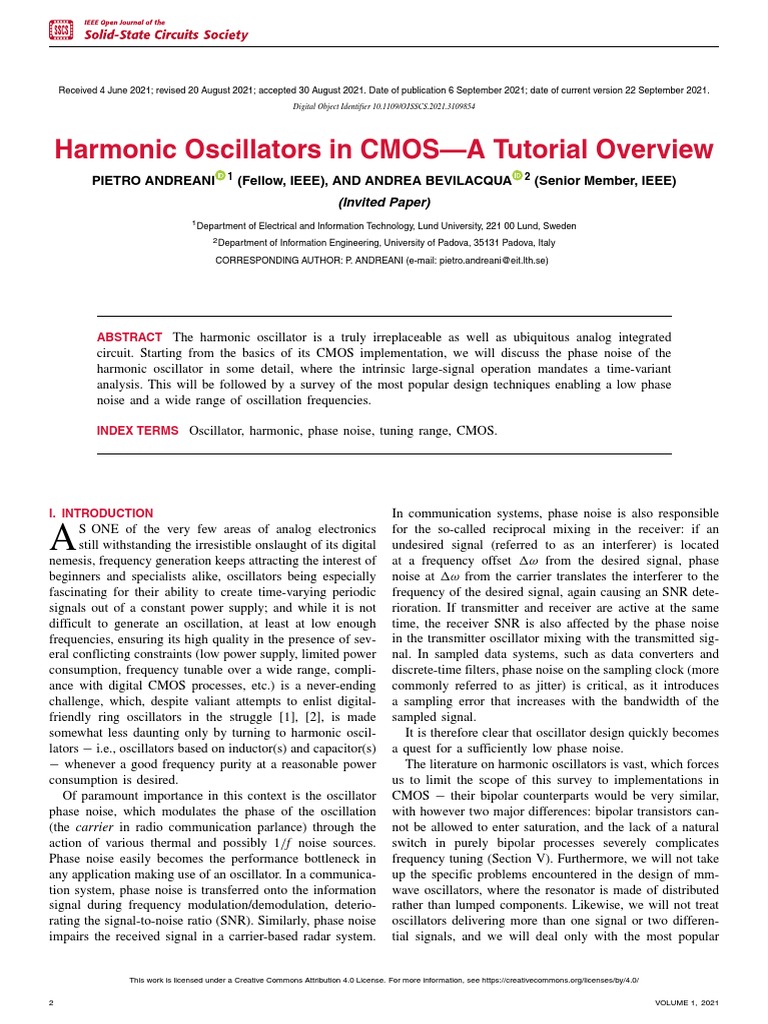 CMOS Harmonic Oscillator Overview | PDF | Amplifier | Electrical Impedance