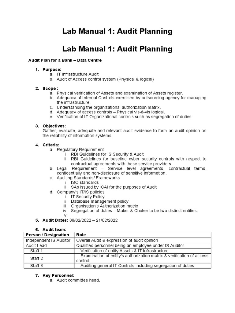 IT Infrastructure Audit Plan | PDF | Audit | Financial Audit