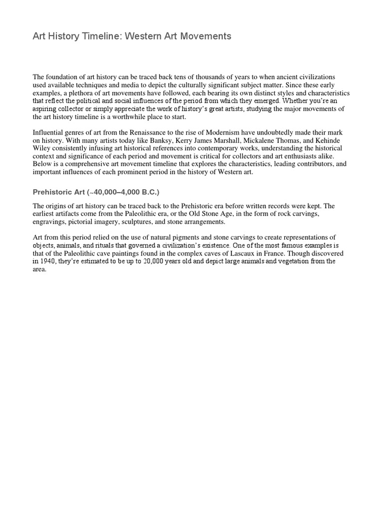 Western Art Movements Timeline | PDF