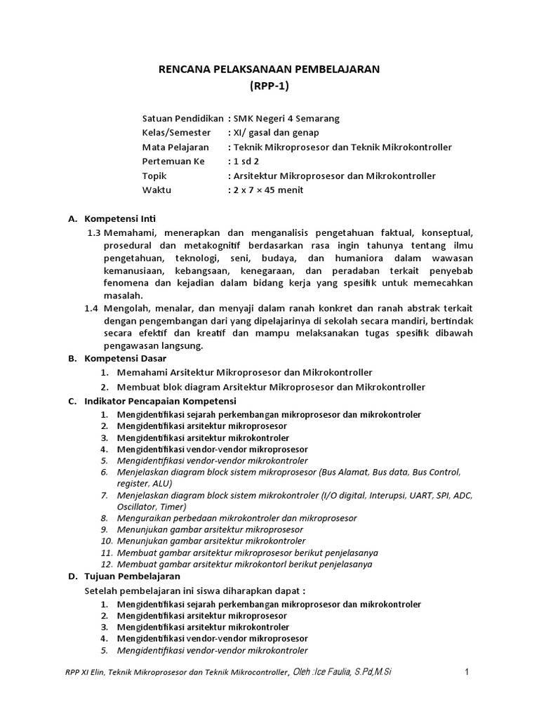 RPP Arsitektur Mikroprosesor & Mikrokontroler | PDF | Seni | Teknologi ...