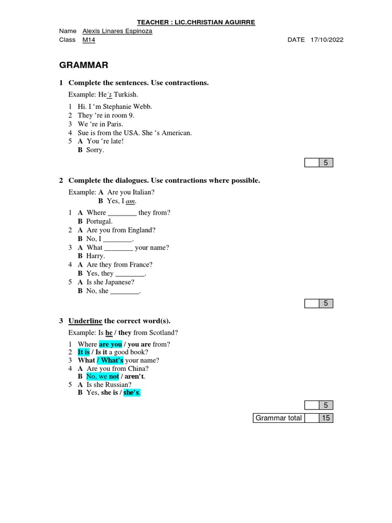 Grammar and Vocabulary Practice | PDF | Human Communication | Linguistics
