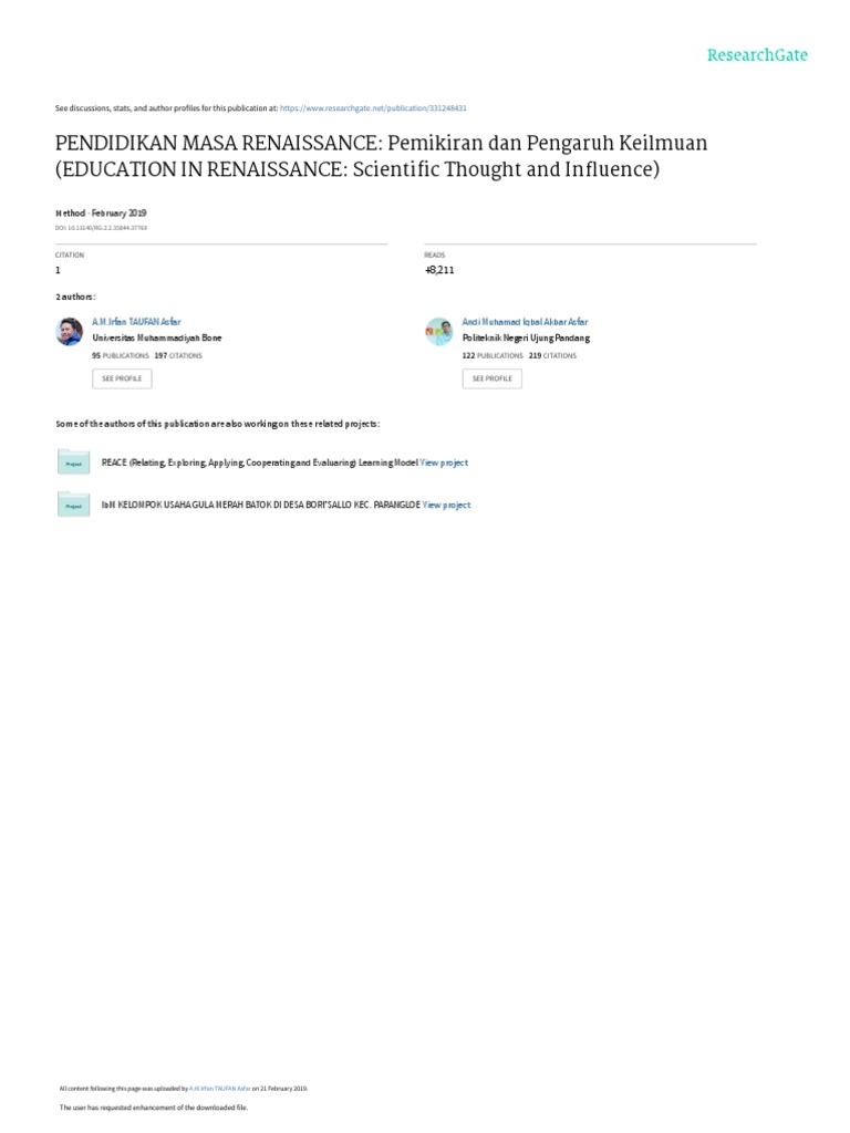 Pendidikan dan Pemikiran Renaissance | PDF | Ilmu Sosial | Agama ...