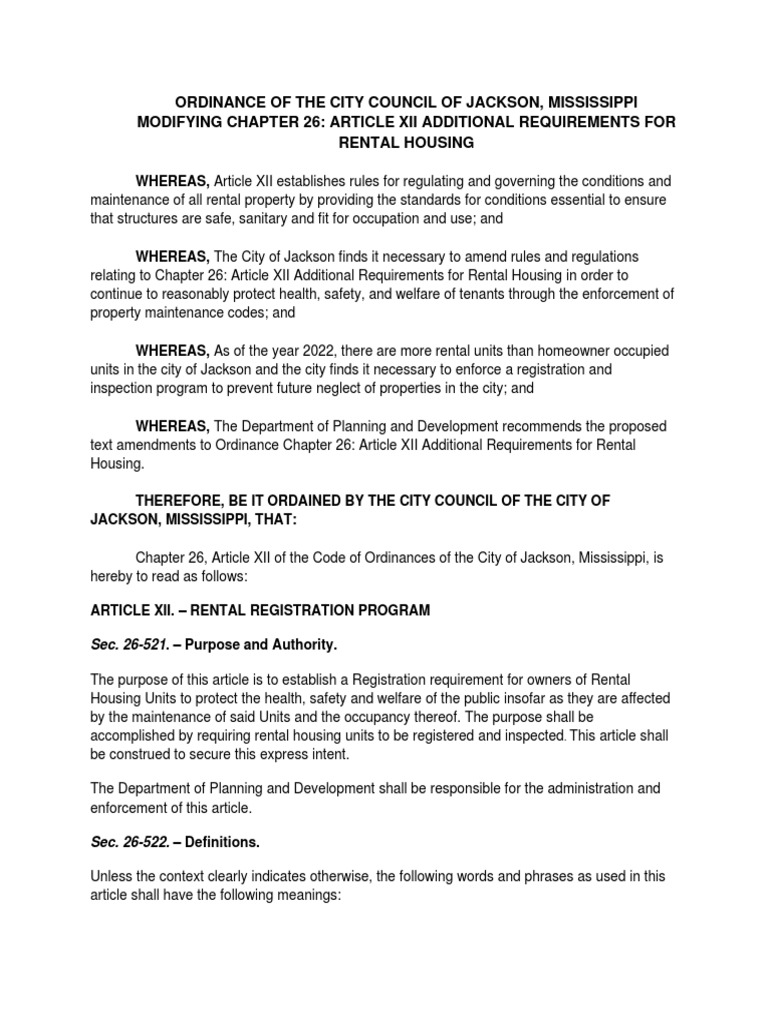Rental Registration Ordinance PDF Leasehold Estate Property